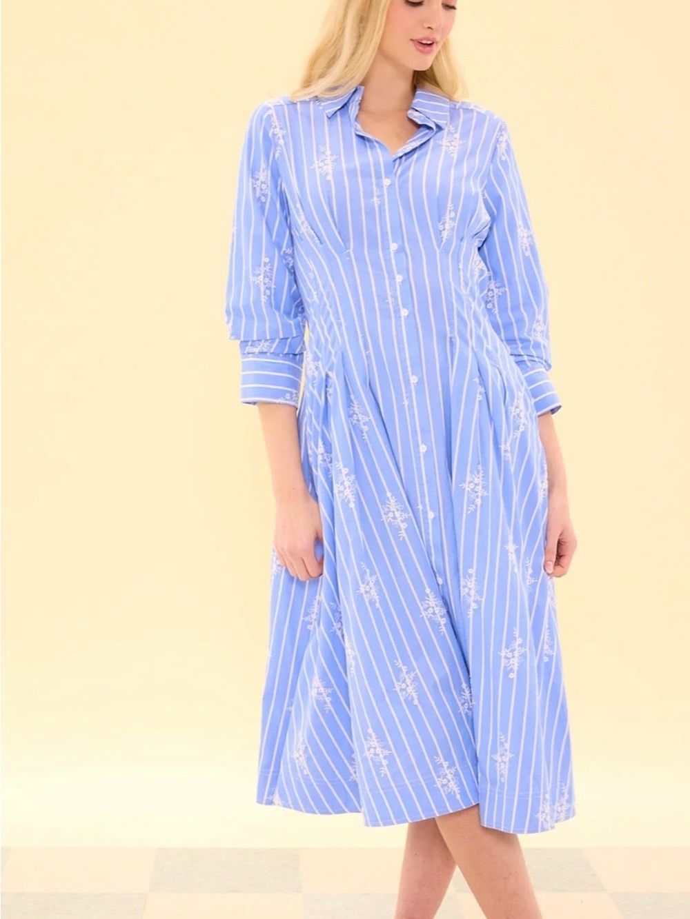 Ivy City Co Cameron Shirt Dress with White Floral Embrodery - Picture 6 of 6